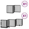 9 Piece Dog Gate with Door Foldable Black 450 cm Poplar Wood