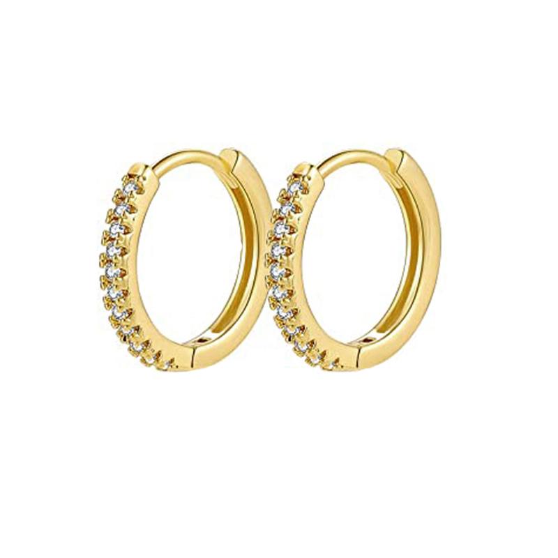 Modische CZ Zirkon Runde Huggie Creolen für Damen Geometrische U-Form Ohr Schnallen Creolen Vergoldeter Edelstahl Schmuck