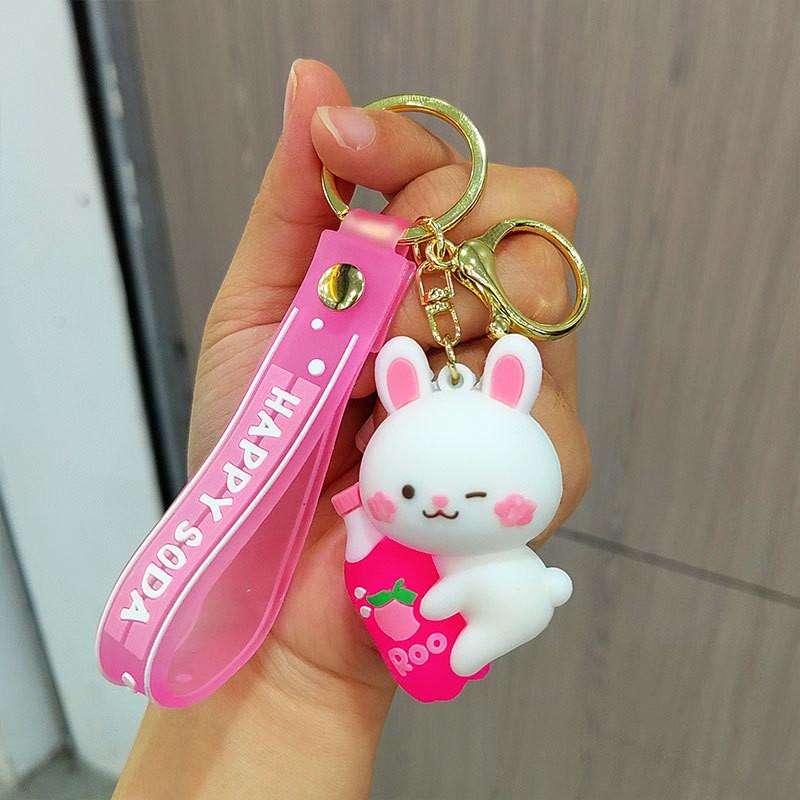 Rabbit Adorable Cartoon Animal Bubble Water Keychain Cute Silicone Accessory