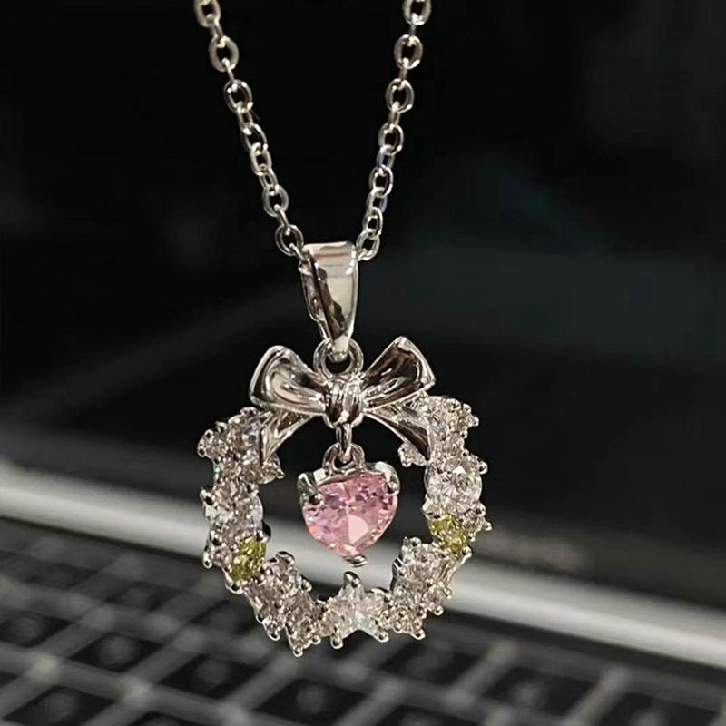 2026 Korean Fashion Fairy Feather Zircon Pendant Necklace Girls Elegant Necklace Women Clavicle Chain Jewelry Gift