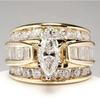 Gorgeous Three-Row White Zircon Engagement Rings  Gold Color Party Anniversary Wedding Rings for Women