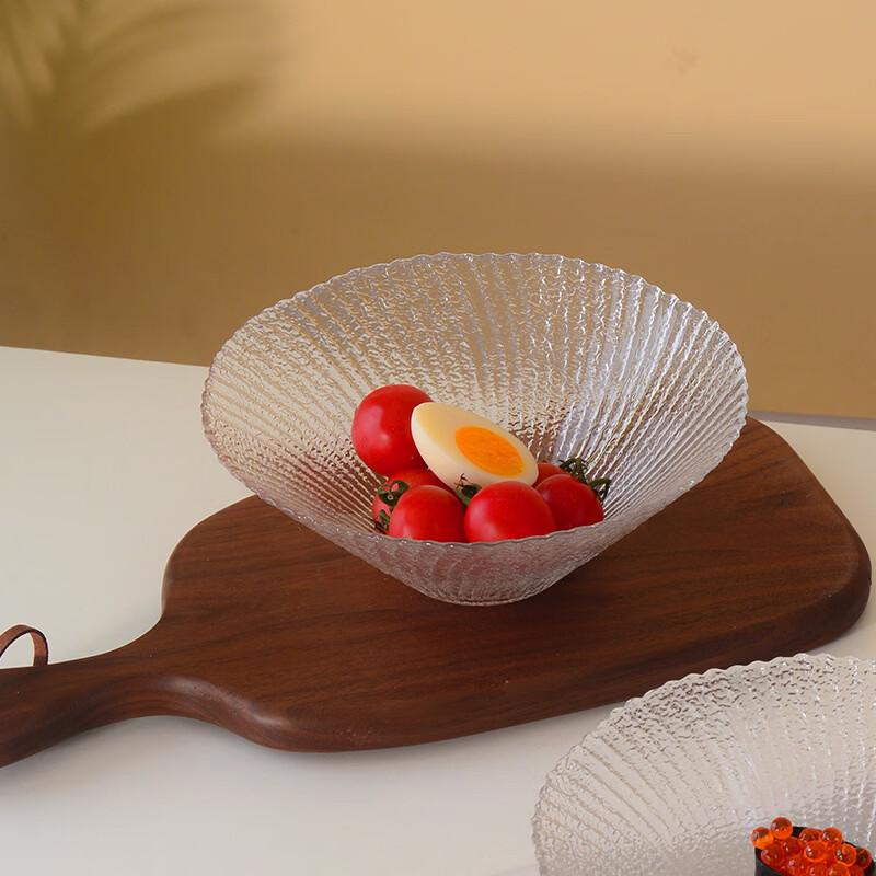 ZISIZ Vertical Stripe Transparent Glass Salad & Dessert Bowl Set