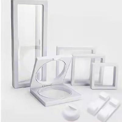 PE-Folie Schmuckaufbewahrungsbox Transparent 3D Schwebender Rahmen Präsentationsständer Folie Schmuck-Präsentationsbox