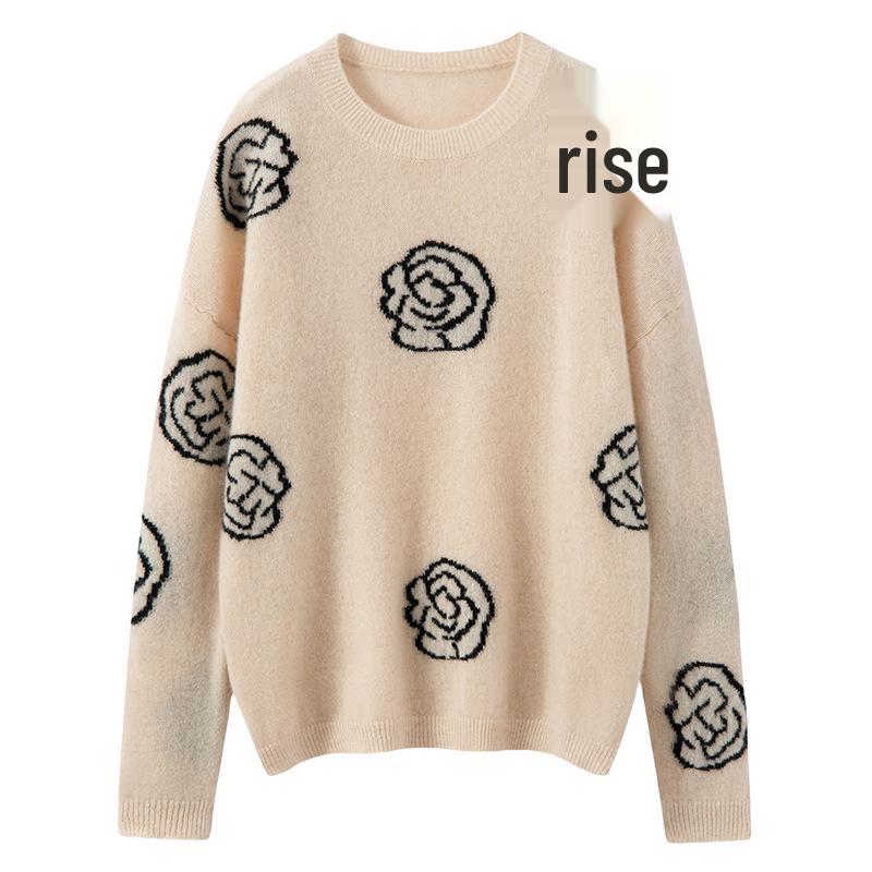 Women's 100% Pure Cashmere Loose Fit Round Neck Sweater - Versatile, Slimming Pullover for Autumn/Winter