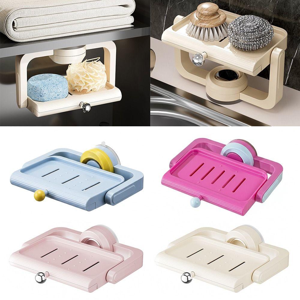 Rotatable Suction Cup Soap Dish Wall-Mounted Multifunctional Drain Soap Holder Box Multi-color Save Space Sponge Soap Box