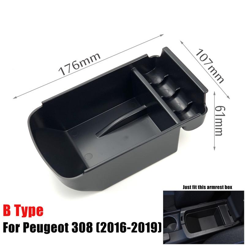 Automobile Armrest Storage Box For Peugeot 308 408 2008 3008 4008 5008 Center Console Container Storage Organizer Car Accessorie