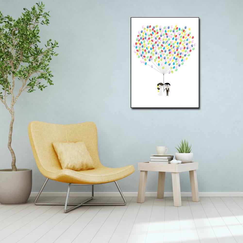 Parmak Baskısı Resim Gelin Damat Düğün Deseni Kendin Yap İmza Resim Dekorasyon İçin