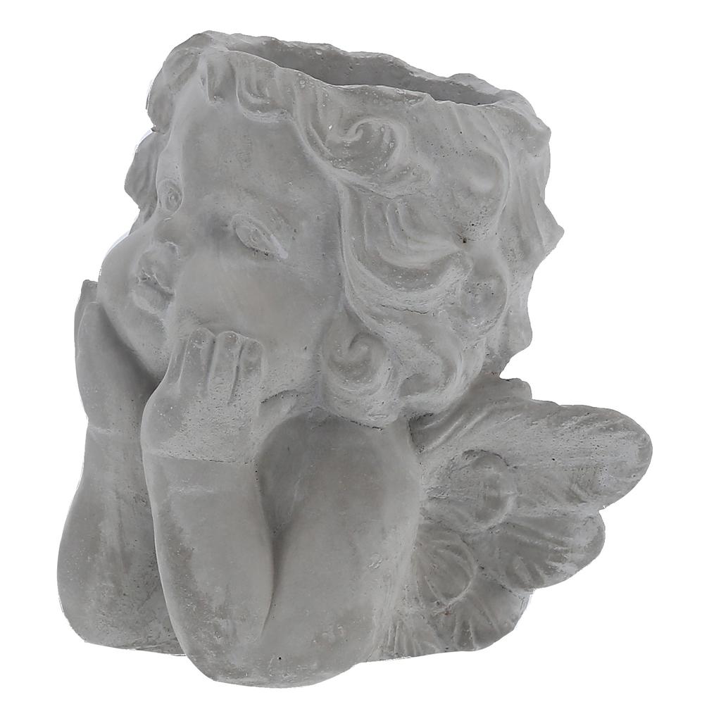 Small Retro Style Angel Vase Cement Angel Flower Pot Desktop Ornament for Living Room Garden