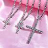 Punk Hip Hop Rhinestone Cross Pendant Necklace for Women Men Bling Iced Out Crystal Chain Choker Necklace Jewelry On The Neck