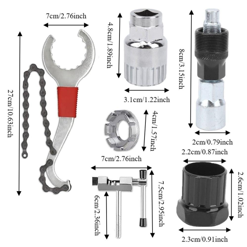 6PCS Multi-Function Bike Tool Kit Steel Chain Wheel Tool Kit  Bottom Bracket Service