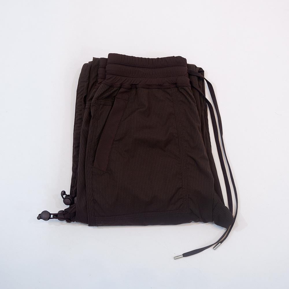 

Женские быстросохнущие полосатые брюки для йоги: Средняя посадка, Широкие брюки, Кулиска и пуговица L/Size 6 for 110-120 jin