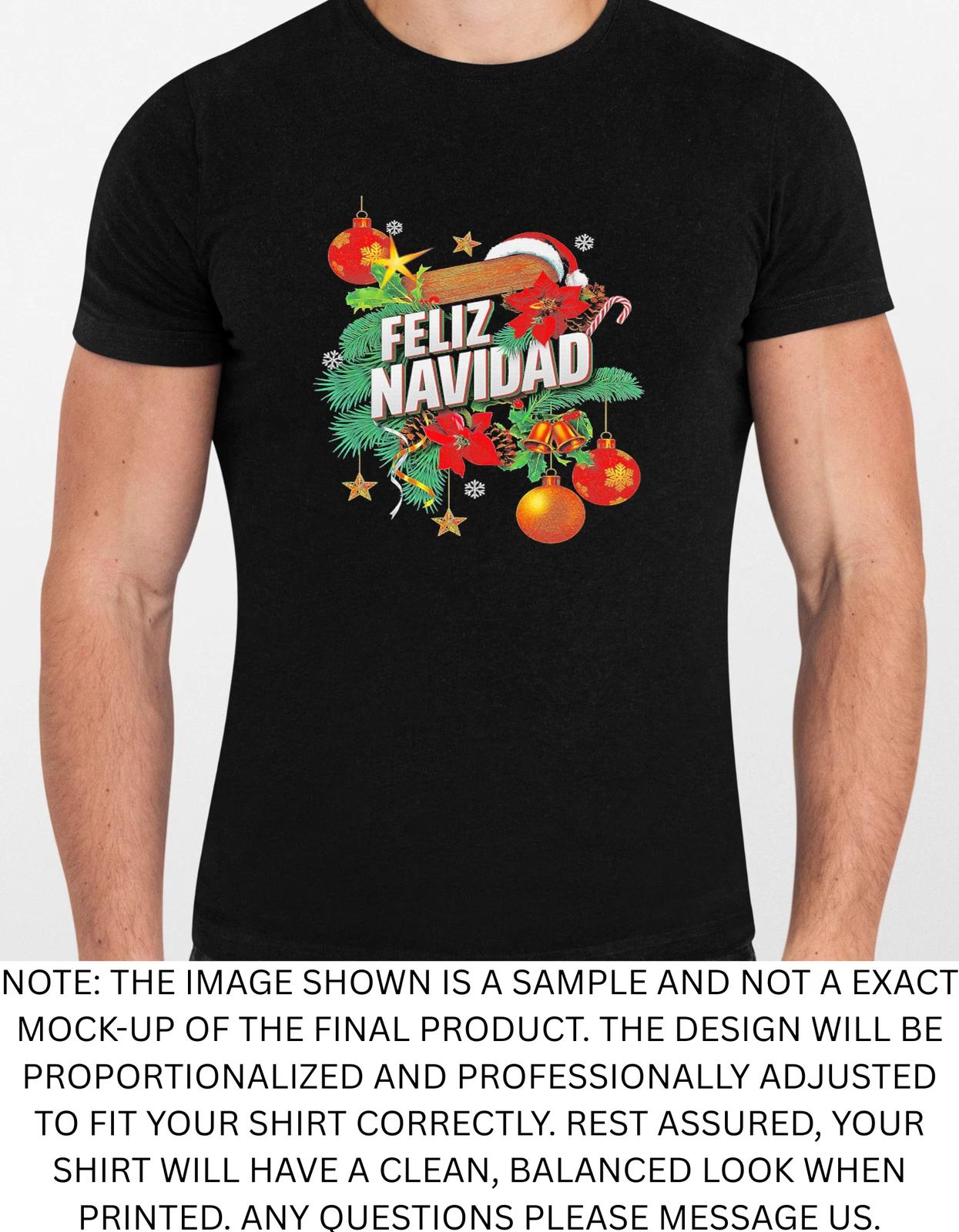 Men s and Women s T-shirts Feliz Navidad Christmas Decorations Graphic XL