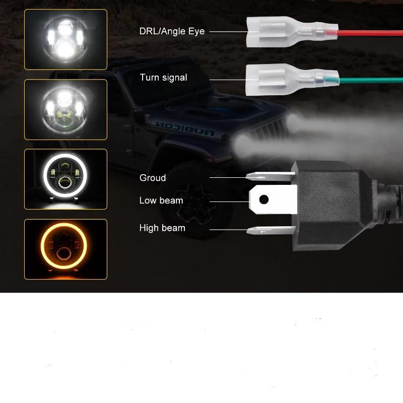 Motorbike LED Headlamp 12V Angel Eye DRL Light Strong Lumens for Cruiser Scooter and Touring Applications