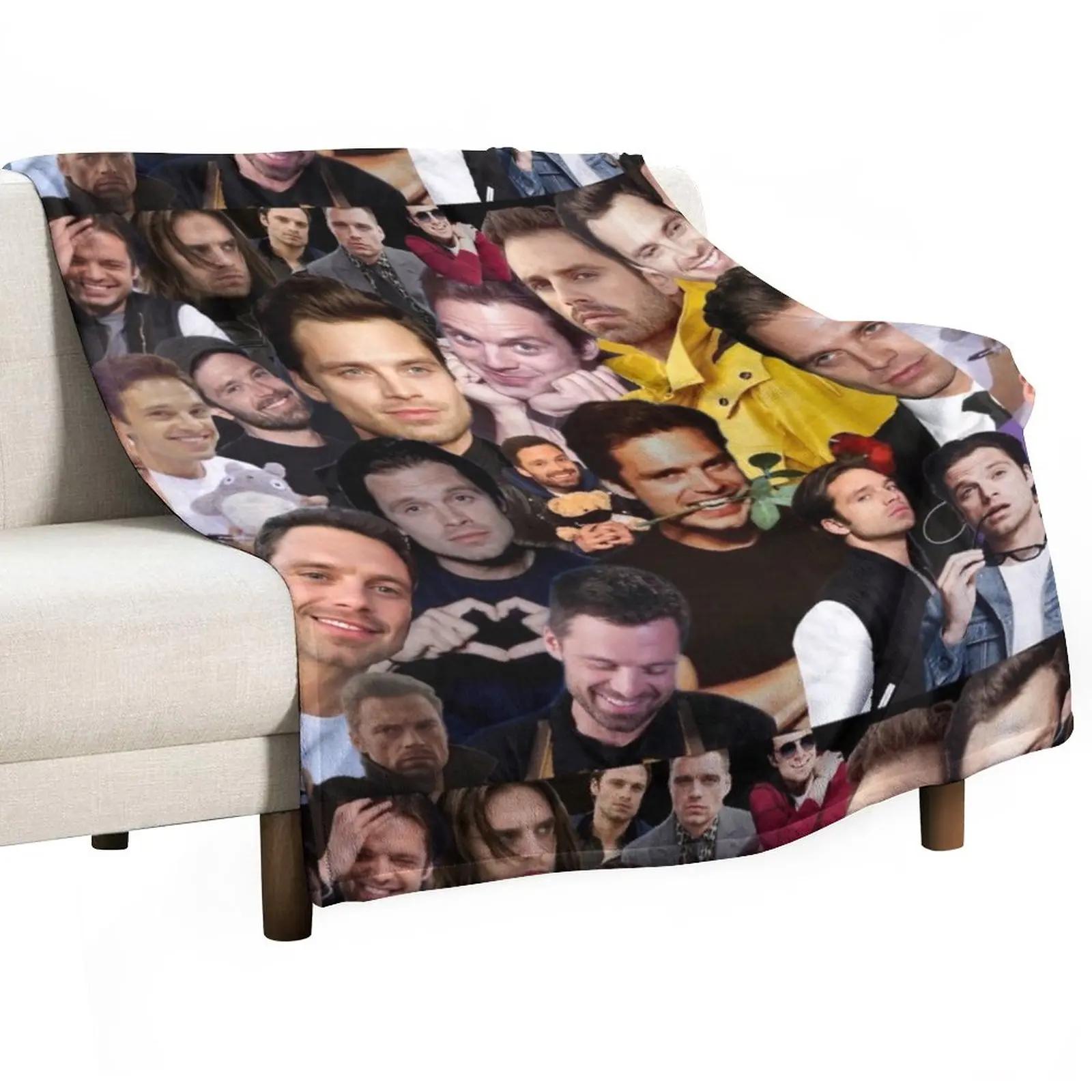 себастьян стэн фотоколлаж Плед Плед для сна Мохнатый плед Фланелевый плед пледы и покрывала 30x40in