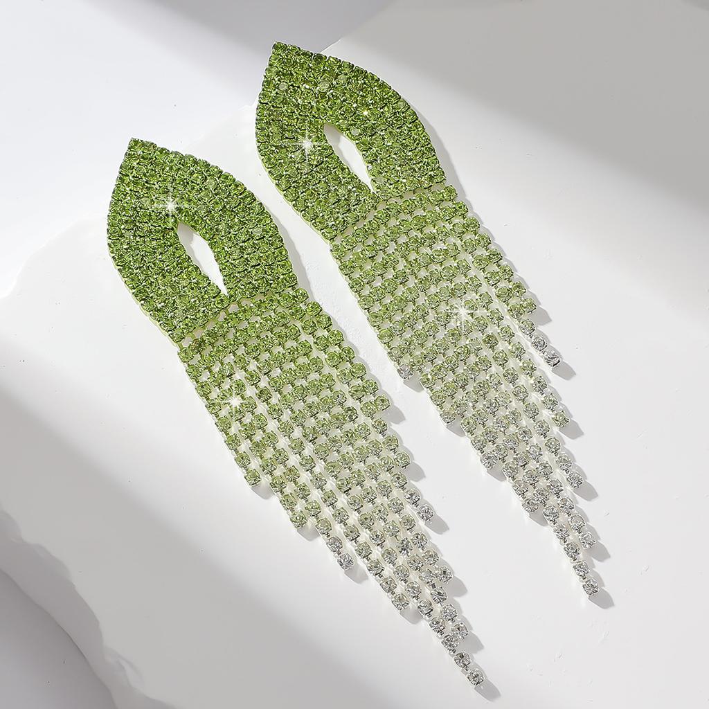 Original Gradual Change Of Color Stud Earrings With Diamonds Exaggerated Earrings Full Of Diamonds Long Earrings