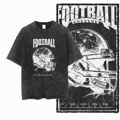 American Football Theme Vintage Graphic Printed Big Size Black Cotton Unisexs Retro TShirt G