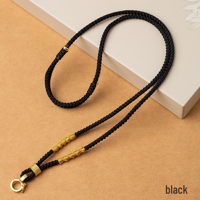 Hand-Woven Adjustable Jade Pendant Lanyard Necklace for Men and Women