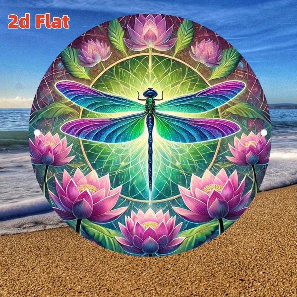 Vibrant Dragonfly Lotus Metal Wall Art Home Decor Sculpture 20x20