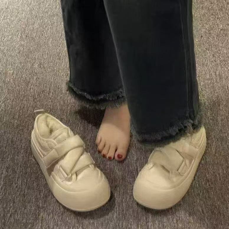 Śniegowce na rzepy z polaru buty bawełniane na platformie zimowe buty polarowe