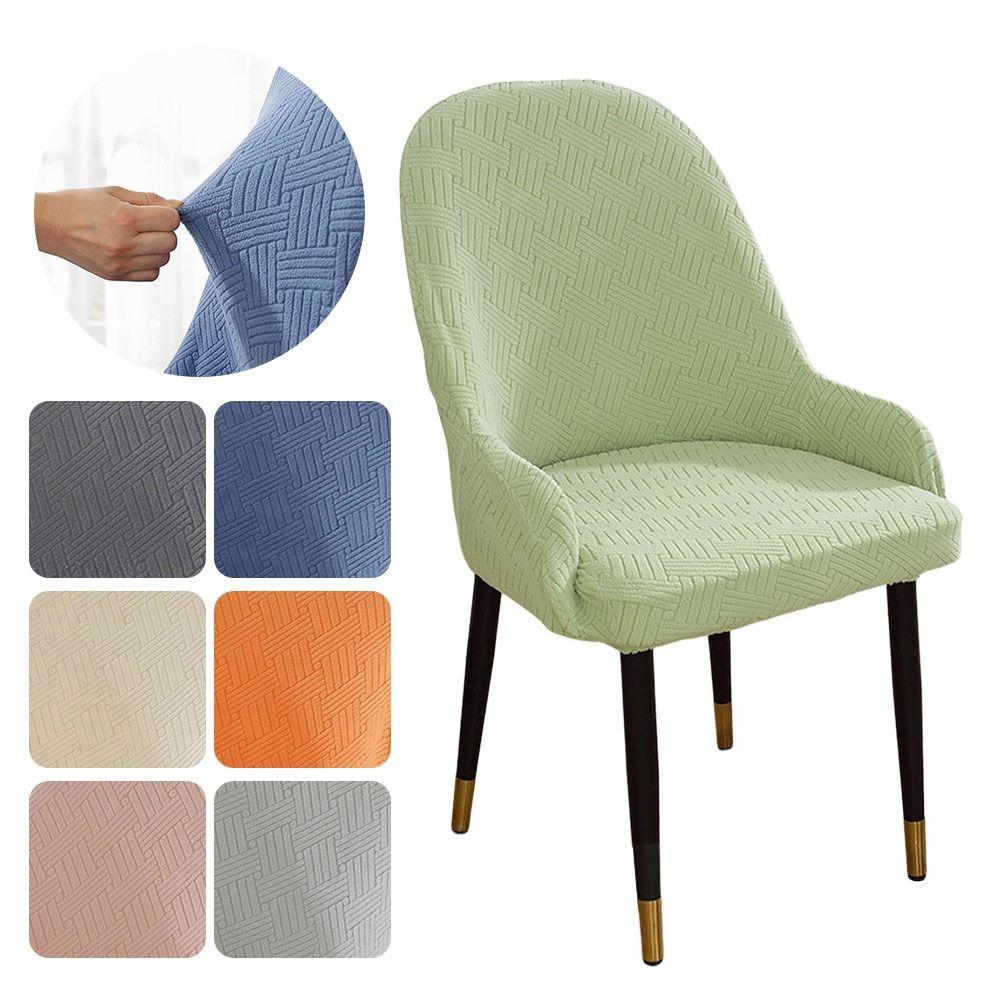 High-elastic Dining Chair Cover Curved Stool Slipcover Integrated Seat Cover  for Home Decoration