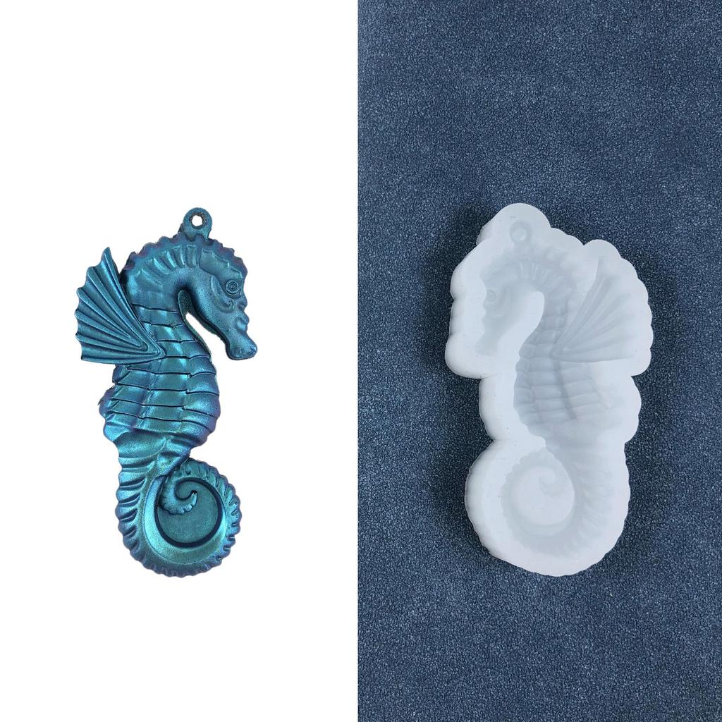 Glossy Christmas Seahorse Ornaments Silicone Epoxy Resin Mold DIY Keychain Pendant Jewelry for Valentines Gift Craft
