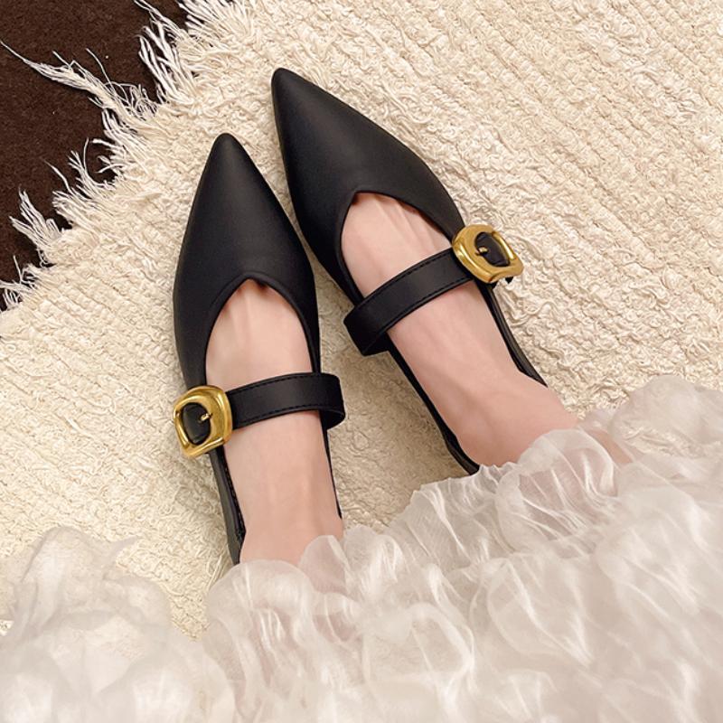 Fashion Women's Spring New Luxury Metal Designer Loafers Daily Walking Comfortable Wear-resistant Women's High Heels 35--42 Sizes