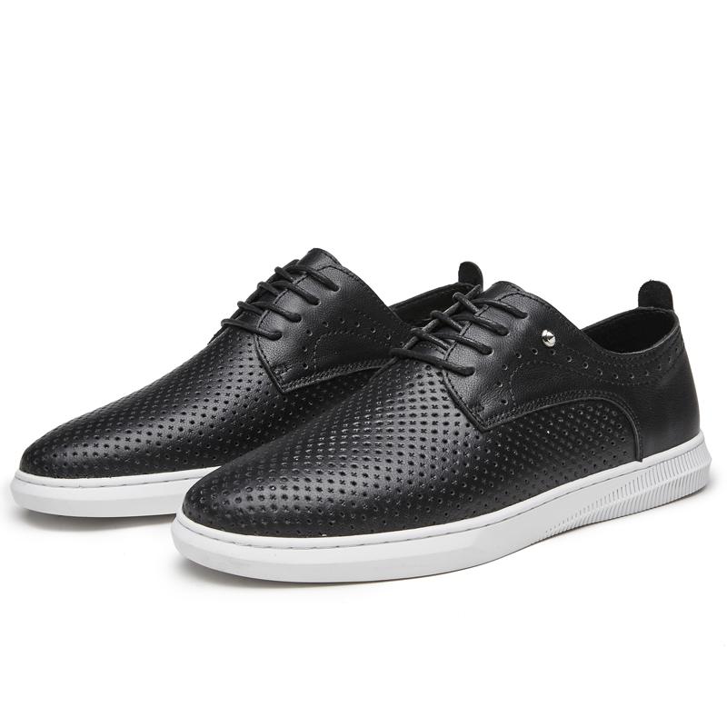 Luxusní značka Pánská ležérní letní prolamovaná obuv 2024 Nová móda Pánské outdoorové tenisky Pravá kůže Šněrovací Pánské skate boty