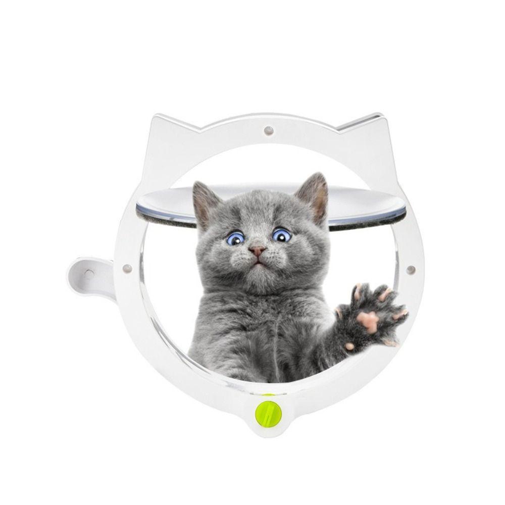 Magnetic Cat Flap Door Bidirectional Opening 4 Locking Modes Pet Archway Plastic With Cat Ears Cat Entry Exit Door