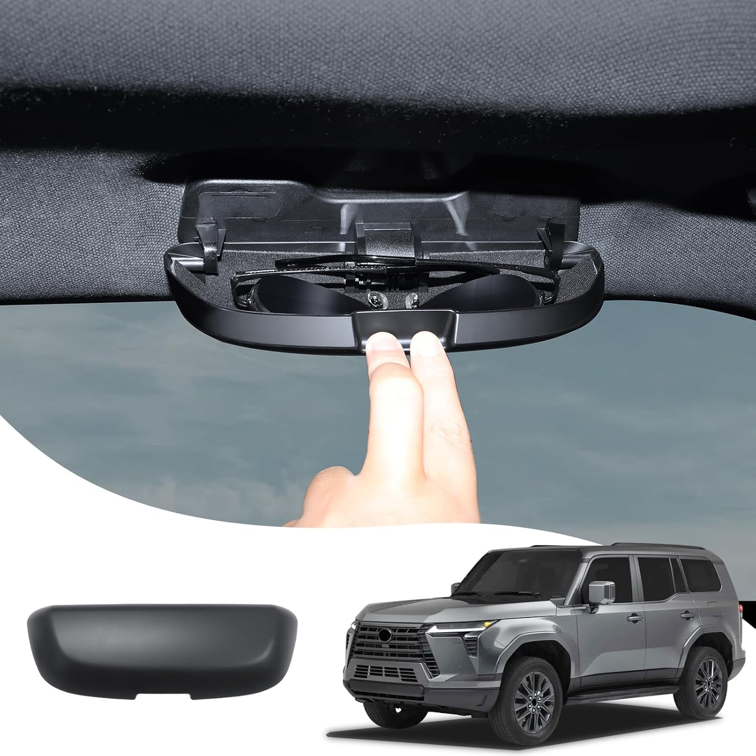 

Car Glasses Case for 2024 2025 2026 Lexus GX550 550h Car Glasses Frame Storage Box Sunglasses Accessories Interior Modification (Black)