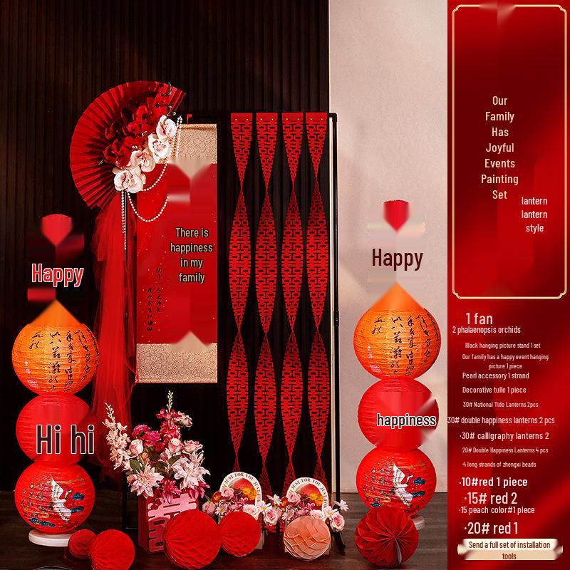 Balayı Süiti Düğün Dekorasyon Seti: Oturma Odası Fotoğraf Sergisi için Çift Mutluluk Parşömeni ve Süs