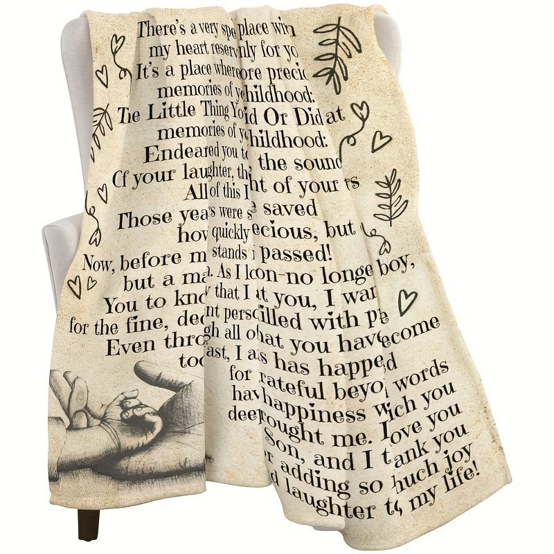 My Son Gratitude Flannel Blanket Soft Heartfelt Message Print All Season Cozy Comfort for Family Emotional Gift