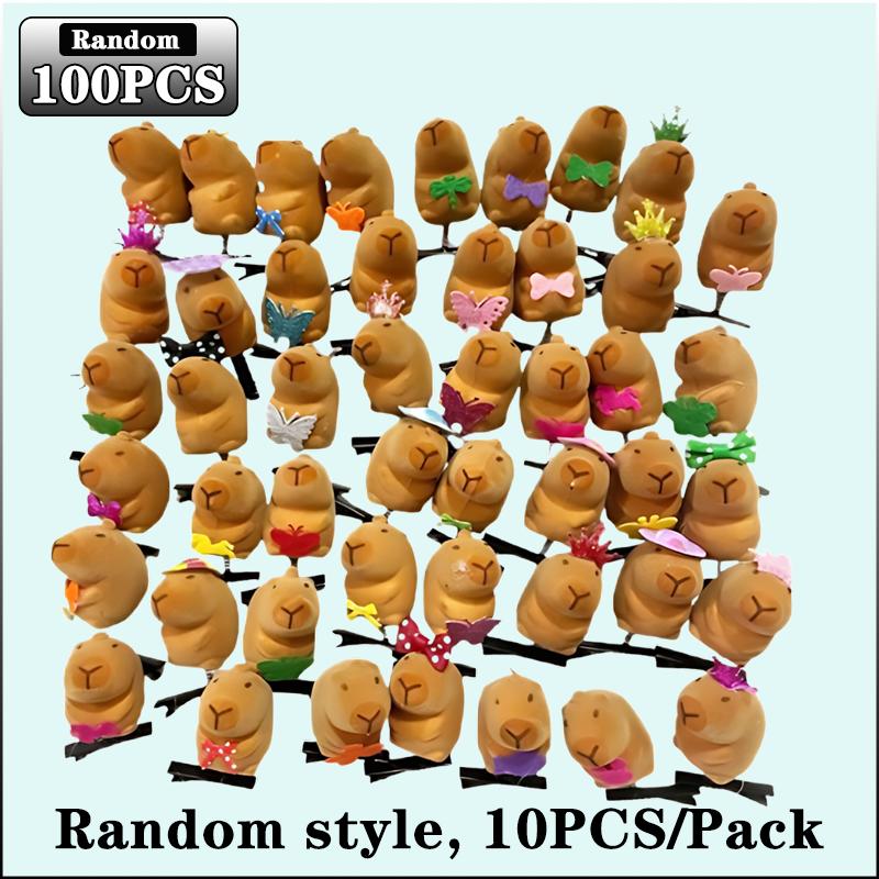 10-100PCS Kawaii Bow Tie Little 3D Capybara Hairpin Spring Clip Duckbill Clip Bangs Clips Side Clips Headwear Hair Accessories