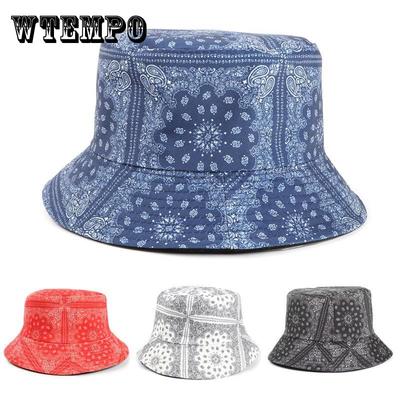 Unisex Trendy Versatile Sunshade Bucket Hat with Cashew Flower,Double-sided Sun Hat for Outdoor Vacation Travel