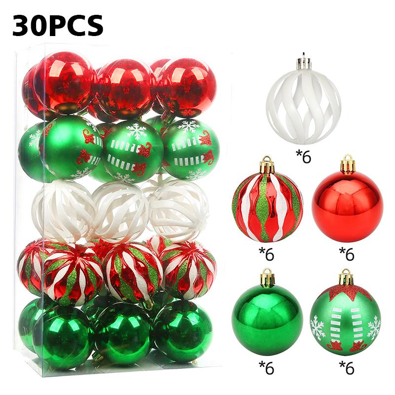 30pc/box Painting New Year Sparkling Christmas Balls Gifts Christmas Tree Pendants Home Hanging Pendants Exquisite 6cm