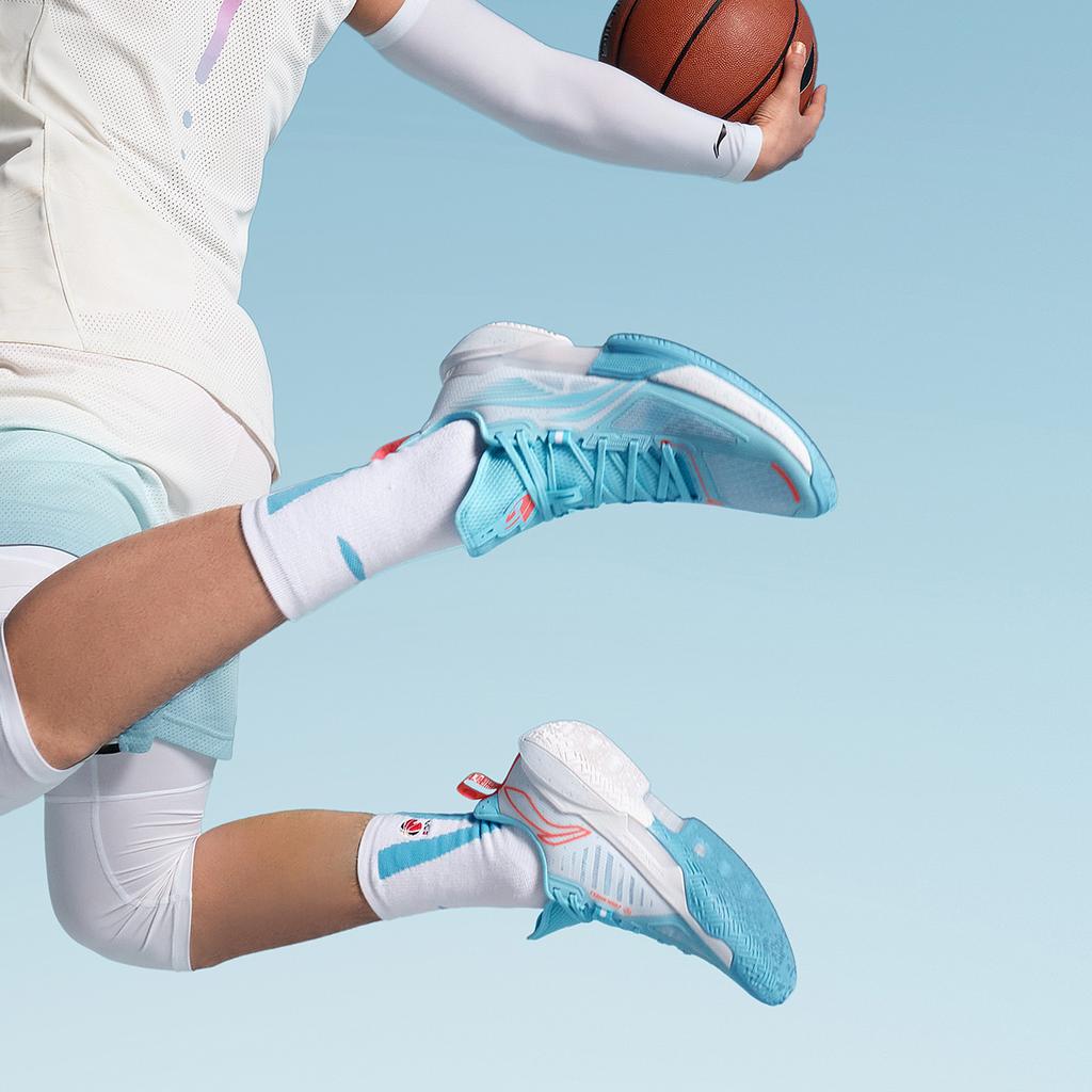 Li Ning Light Speed 2 Cushioning Slip Resistant Abrasion Resistant Breathable Low Top Basketball Shoes Men's Blue White ABPU023-4