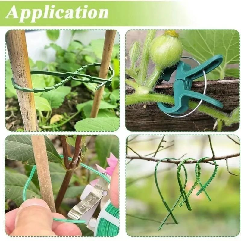 Reusable Garden Plant Clips Green Plastics Plant Fixing Clips for Climbing Plants Tomato Vine Support Tools Home Garden Supplies
