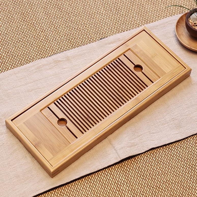 NEW Luxury Natural Hard Bamboo Gongfu Tea Tray Serving Table Plate Water Storage