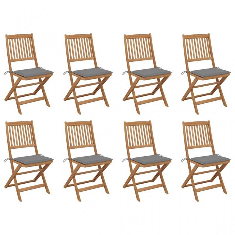 Day and Night - Day and Night Folding Garden Chairs 8 Units and Cushions Solid Acacia Wood