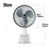 1200mAh 3 Speed Multifunctional Portable Desktop Clip Fan Summer Cordless Handheld Fan Silent Personal Fan Ventilator Cooler
