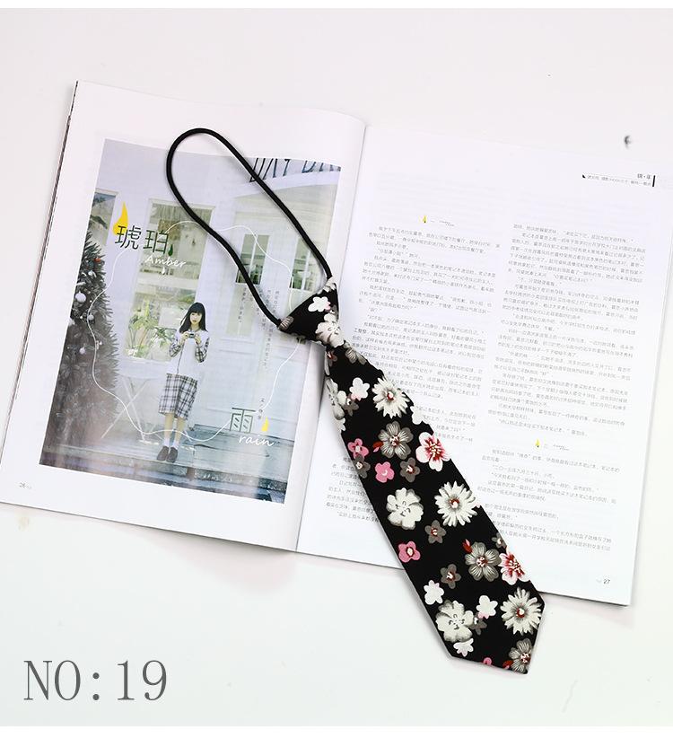 6CM Floral Lazy-tie Rubber Band Neckties For Women College Girls Shirt Uniform Neckwear Korean Style Narrow Knot Free Small Ties