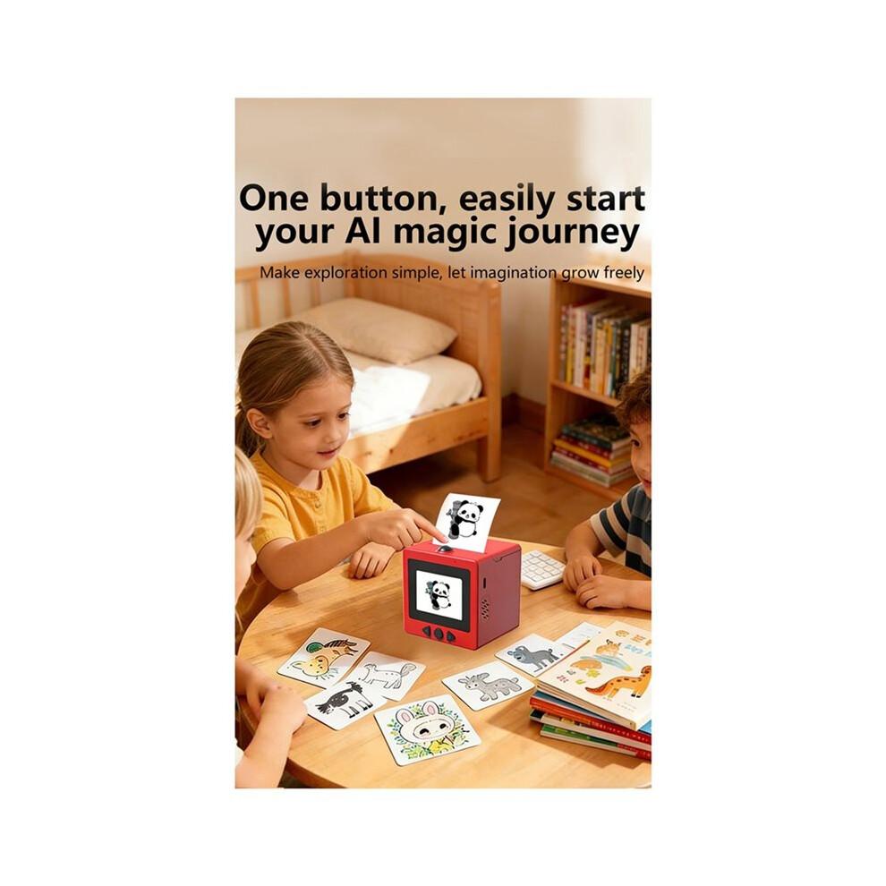 AI Voice Sticker Printer with Display Screen Thermal Label Printer, Inkless Portable Pocket Printer for Kids White