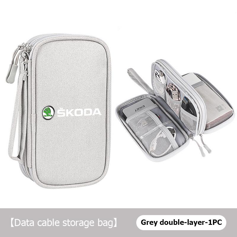 AAABR1 Travel Portable Digital Accessories Storage Bag Organizer For Skoda Kamiq Karoq Octavia 2 3 Rapid Scala Kami Fabia VII VRS