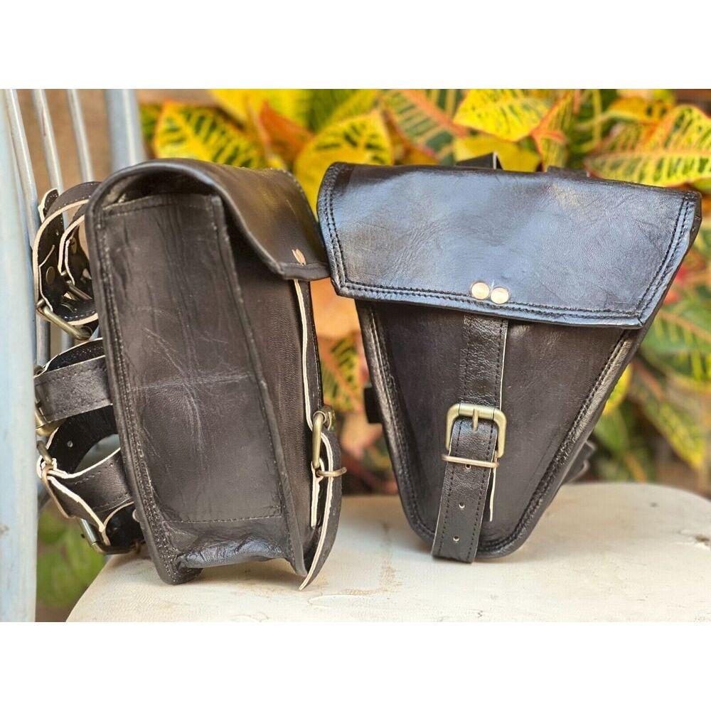 1 Paar Leder CAFE RACER Satteltaschentasche Sattelgabel Werkzeugtasche Packtasche