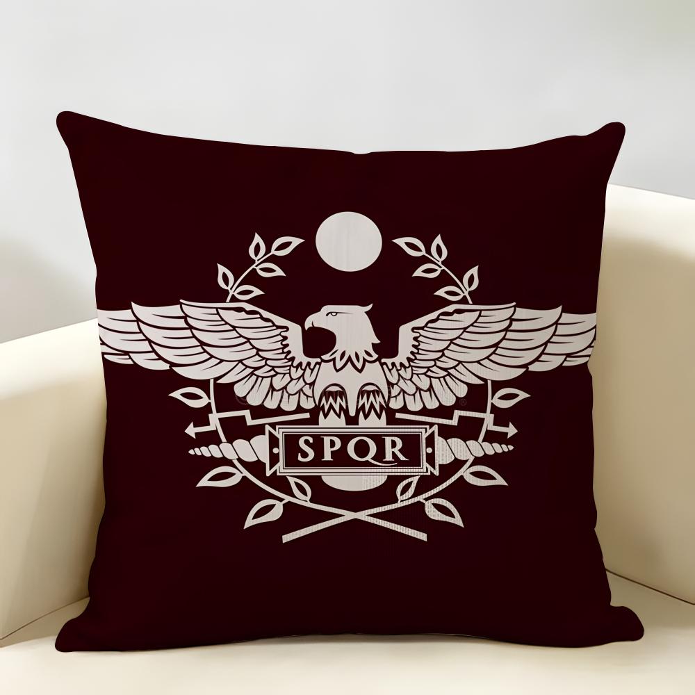 Gold Imperial Eagle Rome SPQR Cushion Cover Natural Linen Organic Fabric DoubleSided Printing Room Sofa Decor Pillow Case