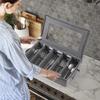 5 Compartment Flatware Organizer with Zipper Lid Cutlery Storage Box for Spoon Fork Knives Tableware Silverware Organizer