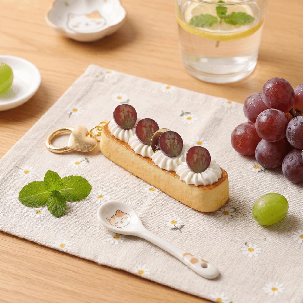 Long Cream Puff Realistic Long Cream Pendant Simulation Fruit Small Strip Fruit Keychain  Gift