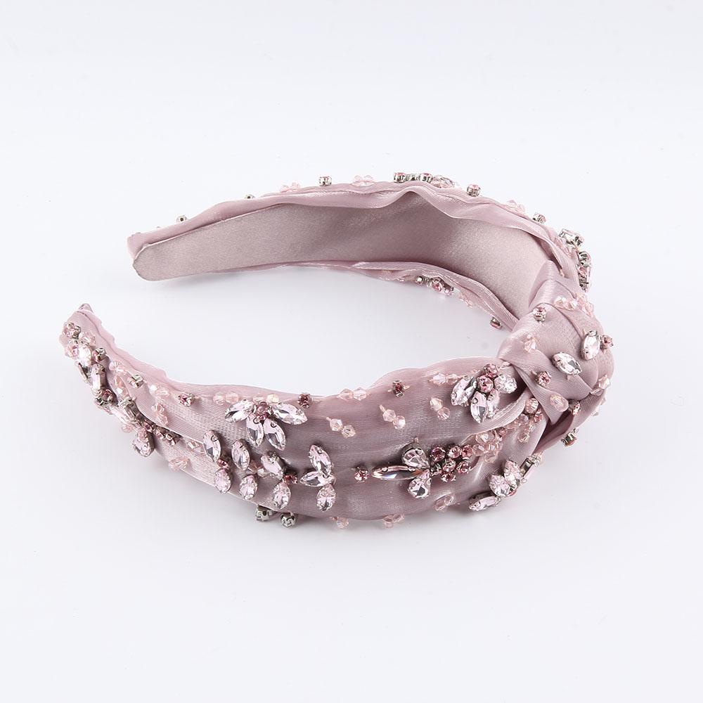 

1PC New Luxury Bohemian Hair Accessories Headband Pink Crystal Bow Baroque Hairband Center Headwear