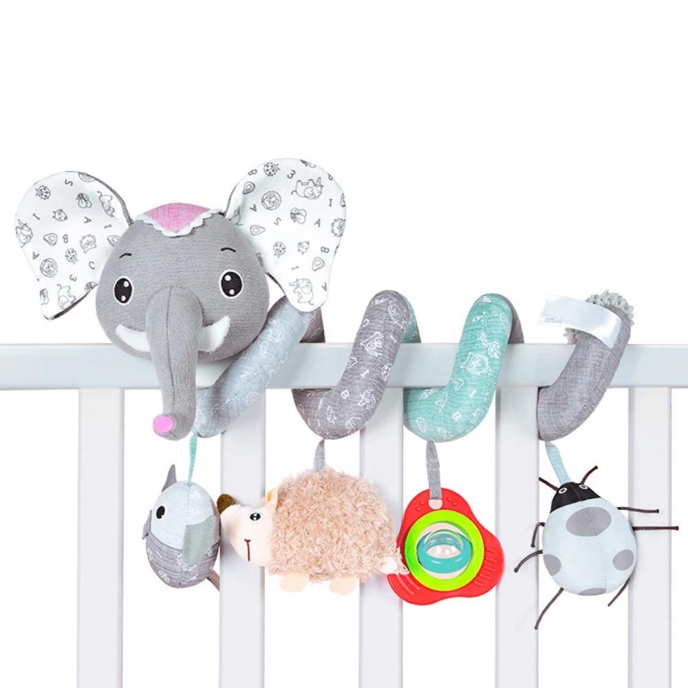Newborns Spiral Hanging Activity Stroller Toy Baby Carseat Toy Black & White Lion Koala Rattle for Crib Mobile Sensory Toy Gift