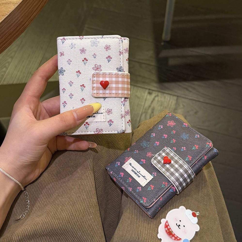 Women's Trifold Short Wallet Floral Print PU Leather Coin Purse Multi Slots Card Holder Large Capacity Clutch Money Bag