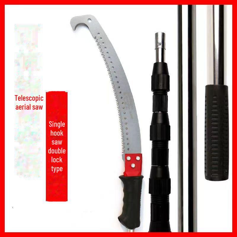 Stainless Steel Telescopic Pole with High Branch Saw and Fruit Tree Scoop Net